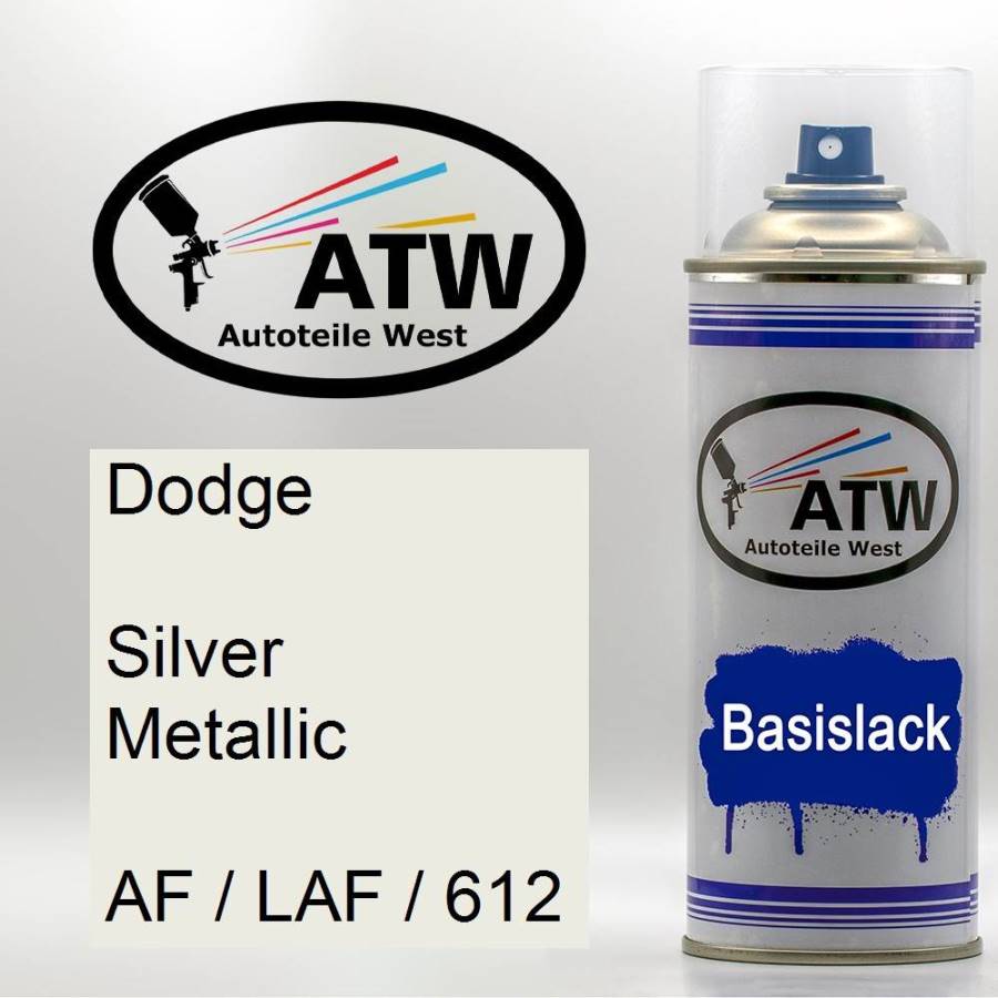 Dodge, Silver Metallic, AF / LAF / 612: 400ml Sprühdose, von ATW Autoteile West.